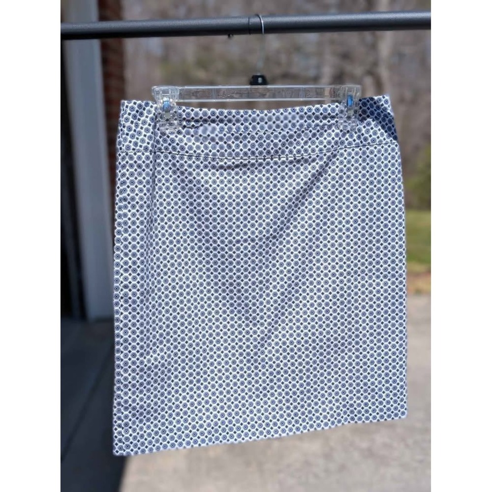 Donna Ricco Skirt Size 8 Blue White Geometric Cotton Stretch Knee Length Classic